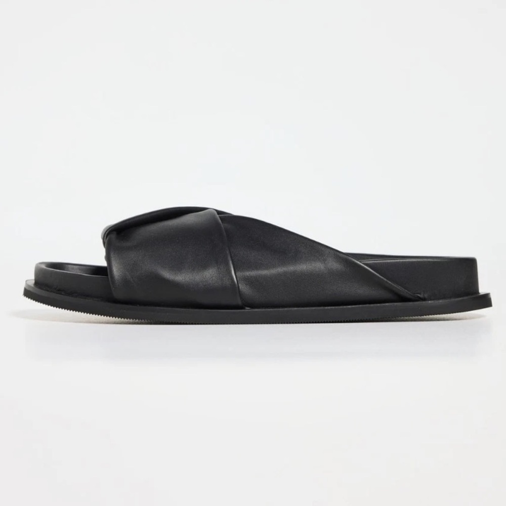 ST. AGNI Fold Detail Leather Slide Sandals Womens EU 40 Black NEW w/ Dustbag - Picture 4 of 6
